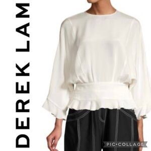 Derek Lam Silk Ruffle Hem Blouse